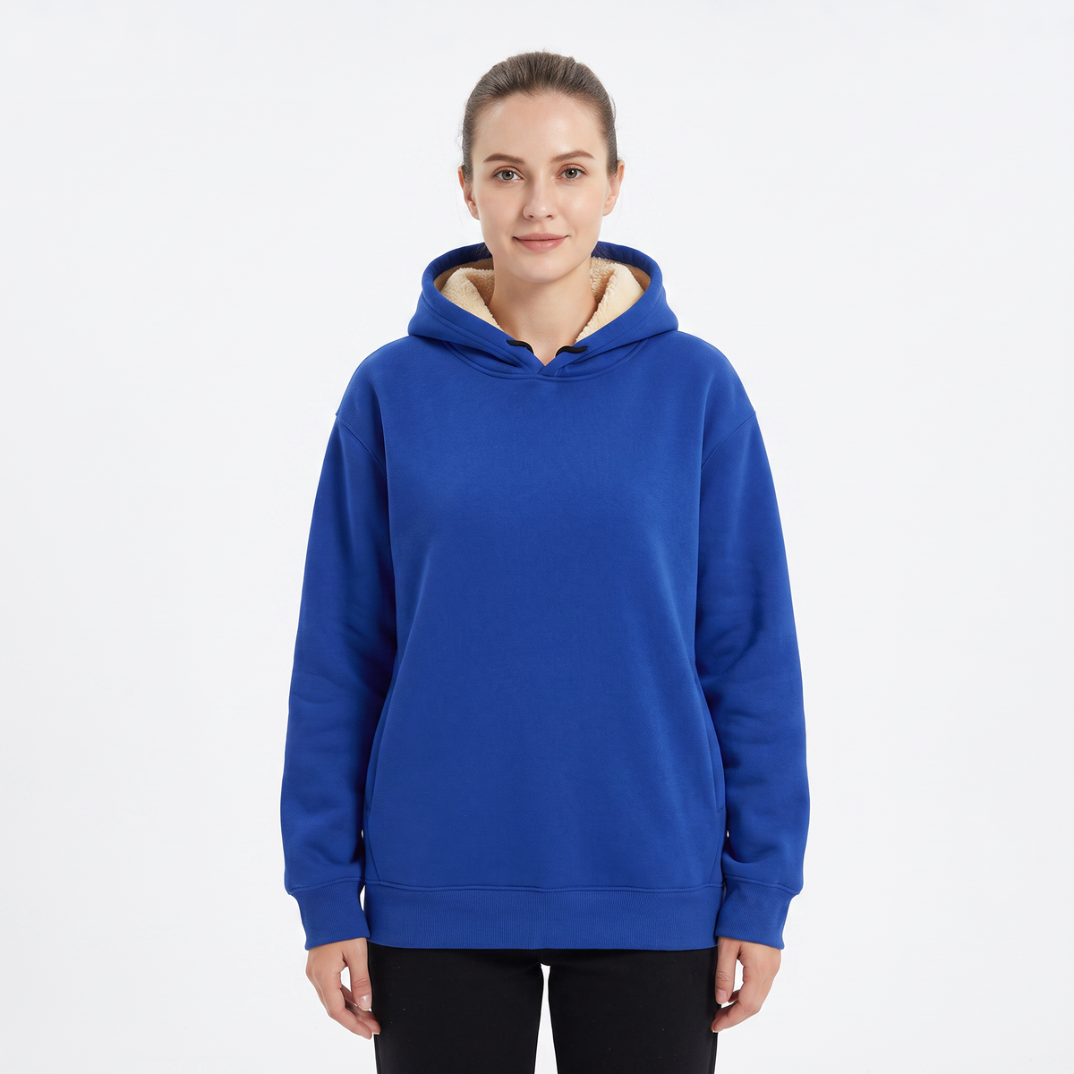 Unisex Fleece Lined Winter Hoodie Thick Lambswool Warm Pullover