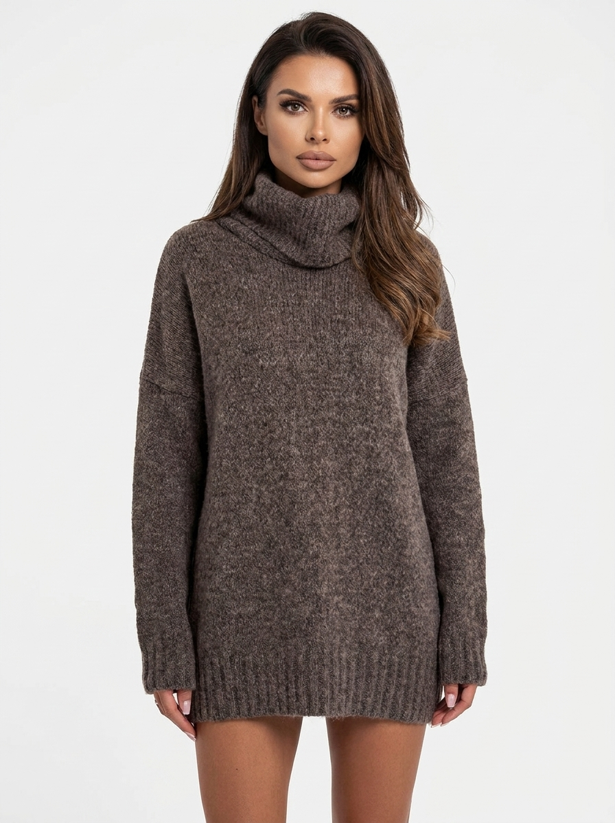 Women's Oversized Turtleneck Winter Sweater Chunky Knit Tunic Pullover
