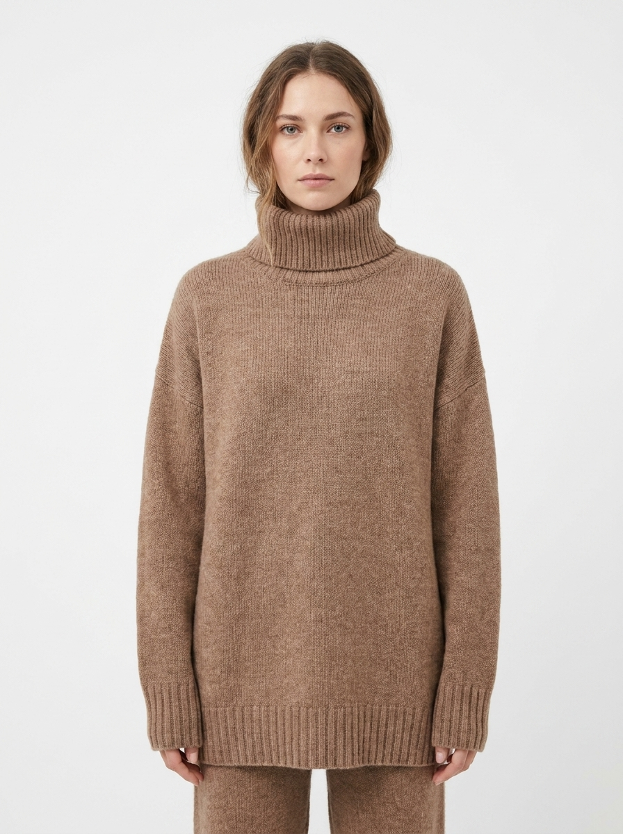 Women's Oversized Turtleneck Winter Sweater Chunky Knit Tunic Pullover