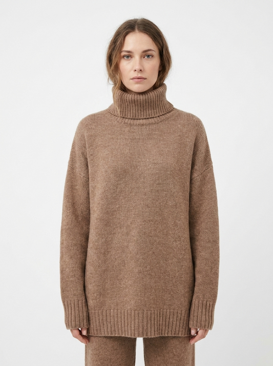 Women's Oversized Turtleneck Winter Sweater Chunky Knit Tunic Pullover
