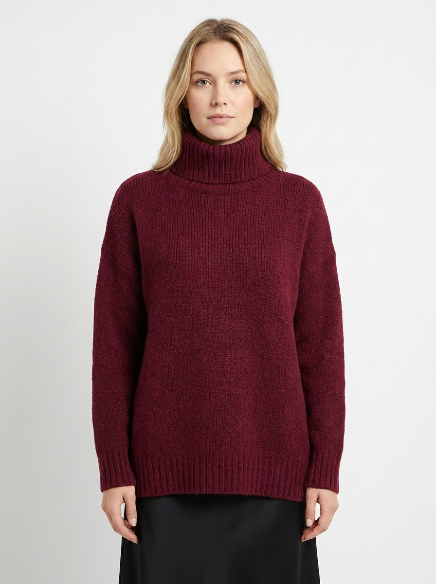 Women's Oversized Turtleneck Winter Sweater Chunky Knit Tunic Pullover
