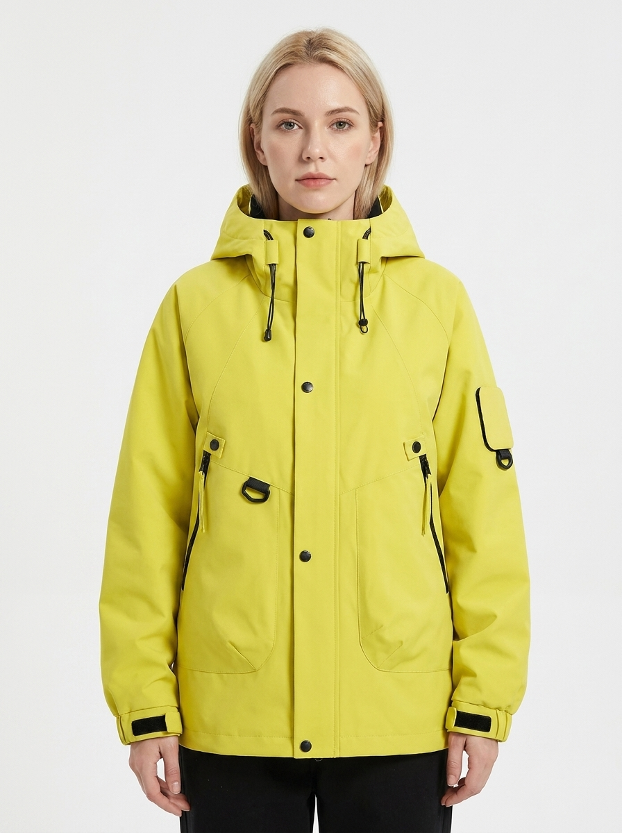 Women's Windbreaker Jacket Hooded Zip-Up Utility Outdoor Autumn Coat