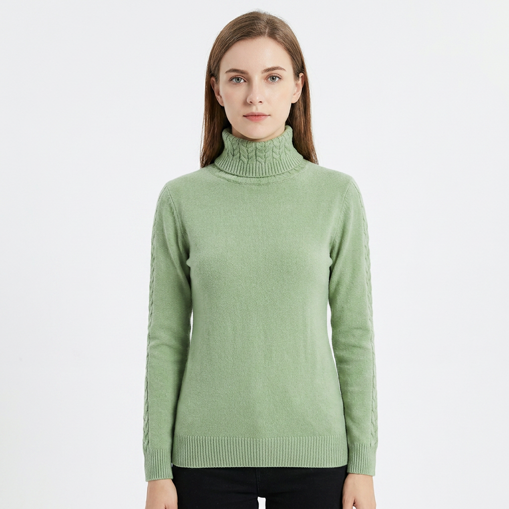 Women's Turtleneck Winter Sweater Cable Knit Long-Sleeve Slim-Fit