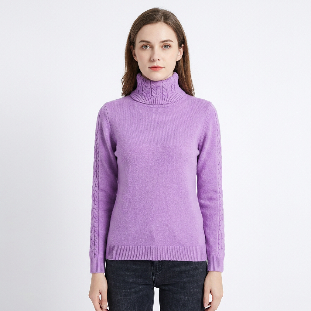 Women's Turtleneck Winter Sweater Cable Knit Long-Sleeve Slim-Fit