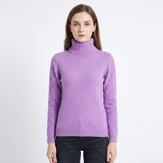 Women's Turtleneck Winter Sweater Cable Knit Long-Sleeve Slim-Fit