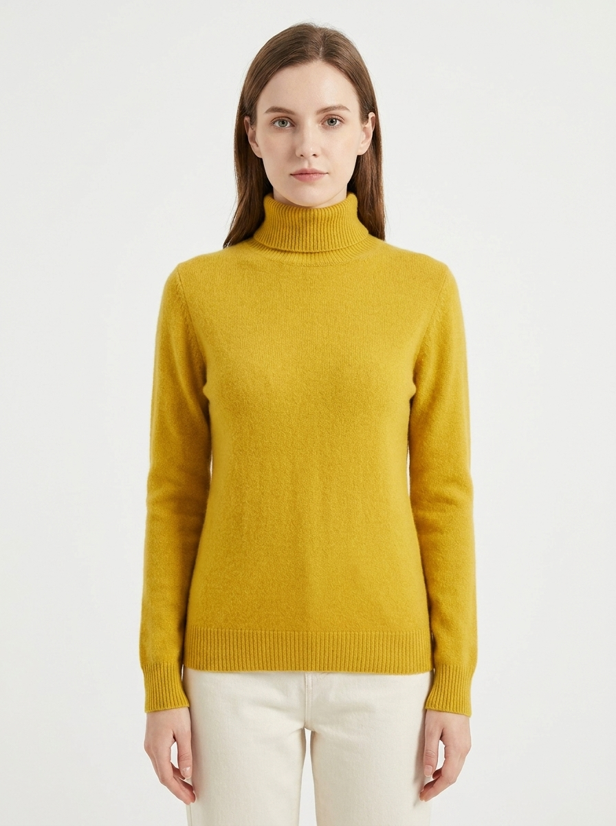 Women's Cashmere Mock-Neck Winter Sweater Slim-Fit Knit Pullover
