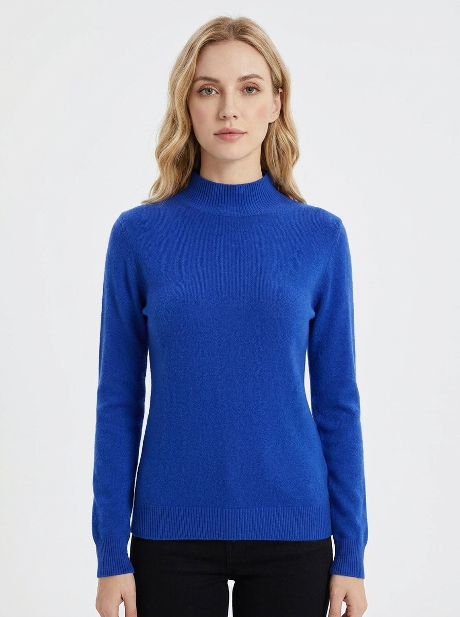 Women's Cashmere Mock-Neck Winter Sweater Slim-Fit Knit Pullover