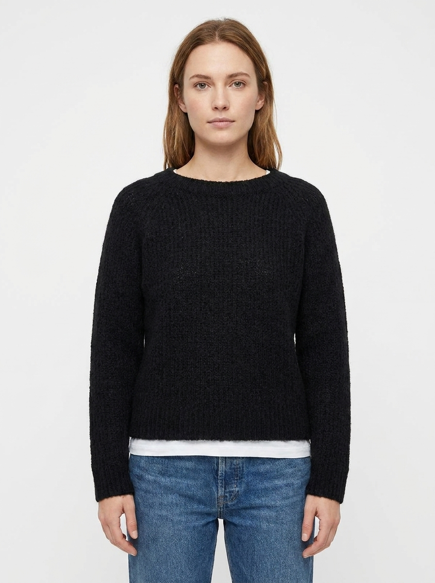 Women's Boat-Neck Winter Sweater Fuzzy Knit Relaxed-Fit Pullover