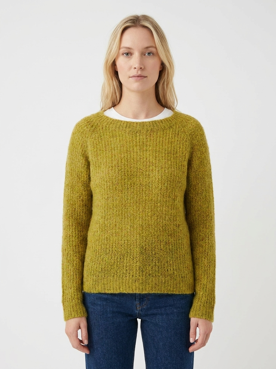 Women's Boat-Neck Winter Sweater Fuzzy Knit Relaxed-Fit Pullover
