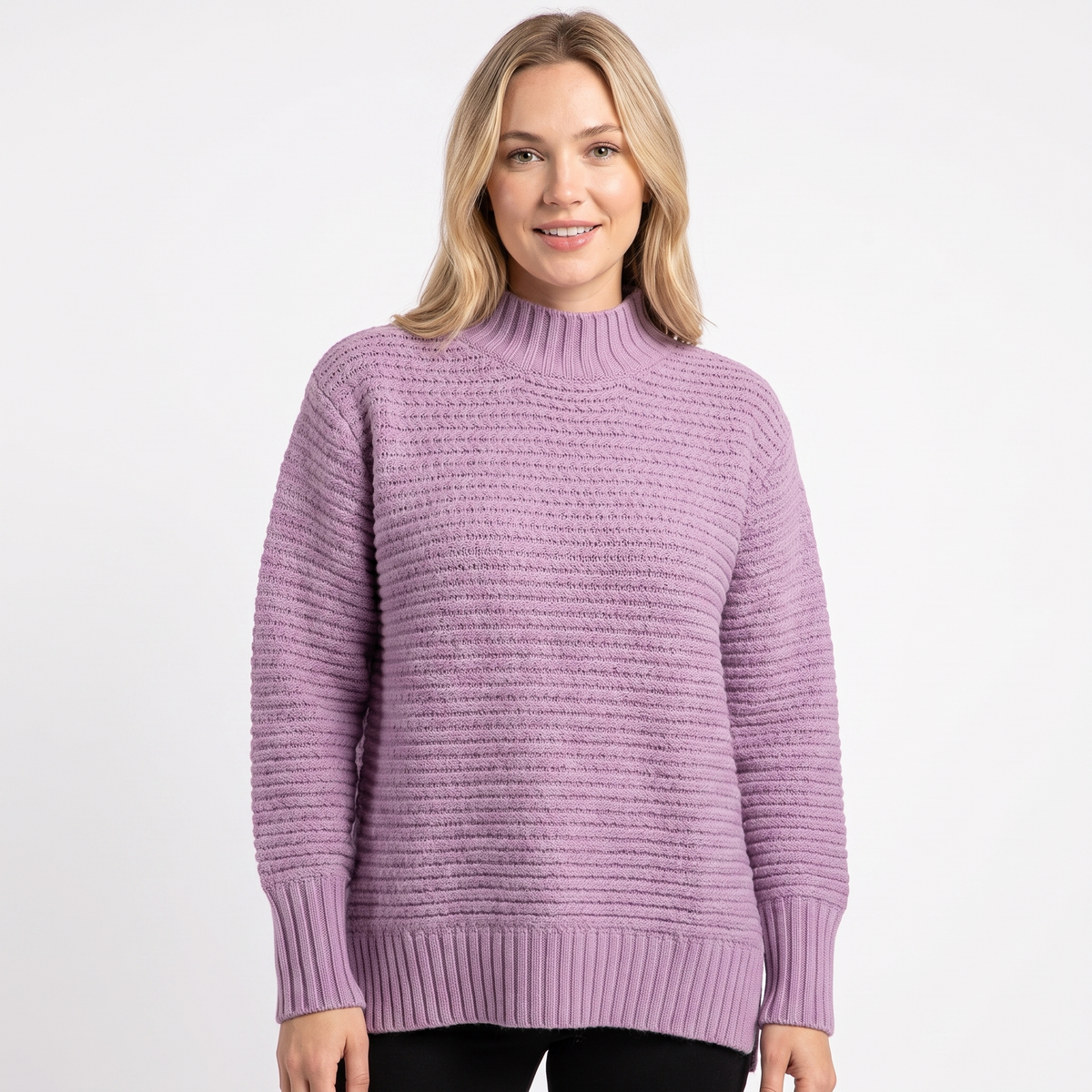 Women's Chunky Knit Winter Sweater Oversized Mock-Neck Pullover
