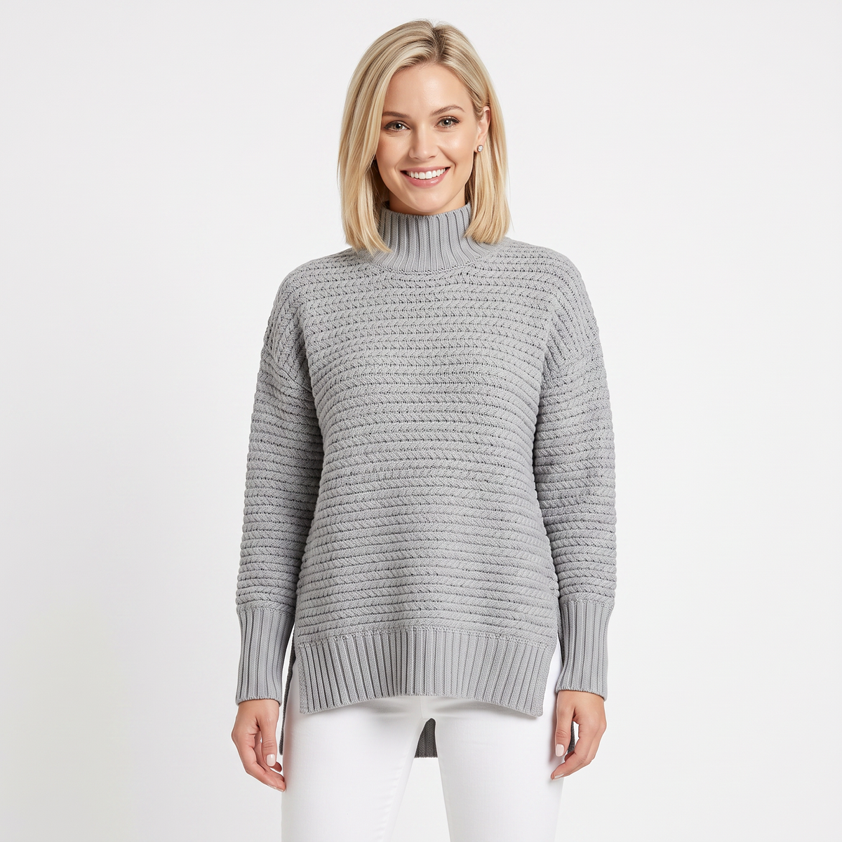Women's Chunky Knit Winter Sweater Oversized Mock-Neck Pullover