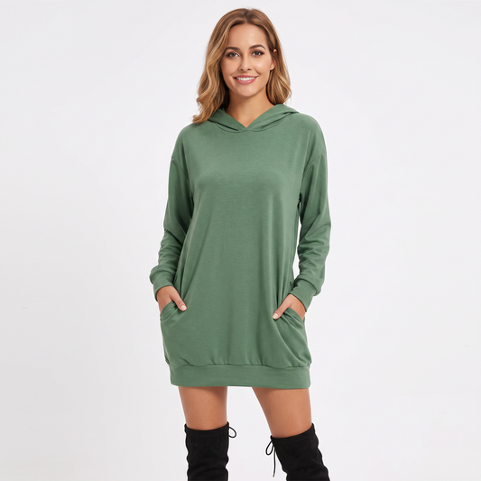 Women's Hoodie Dress Pullover Winter Sweatshirt with Pockets