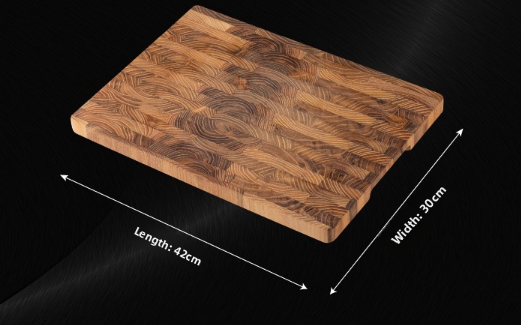 Teak End-Grain Cutting Board — Thick Hand-Polished Chopping Block with Carry Handles & Non-Slip Feet