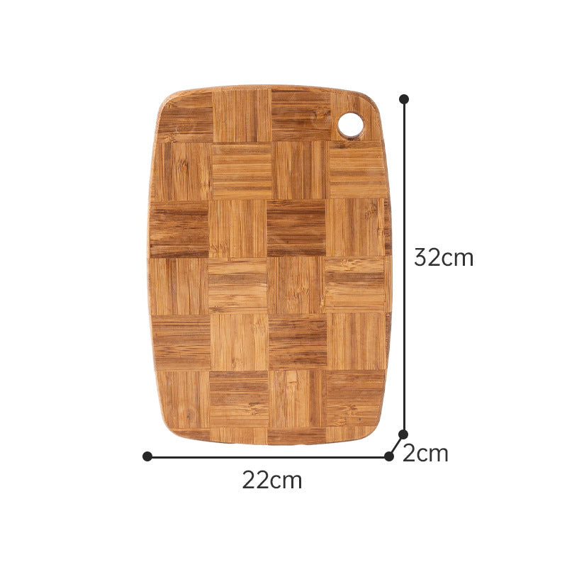 Bamboo Cutting Board — Thick Checkered End-Grain Chopping Board with Juice Groove, 4 Sizes