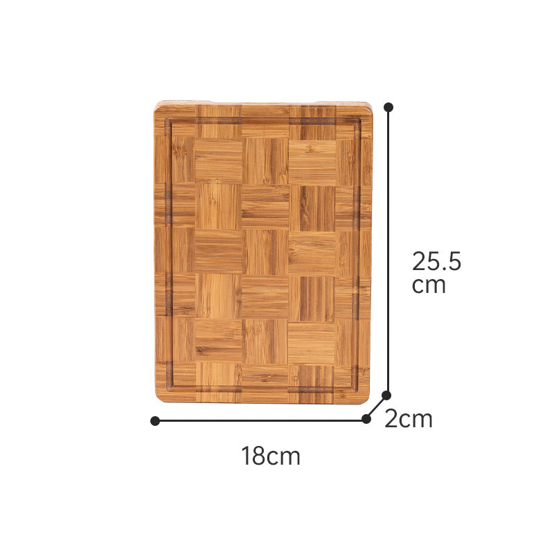 Bamboo Cutting Board — Thick Checkered End-Grain Chopping Board with Juice Groove, 4 Sizes