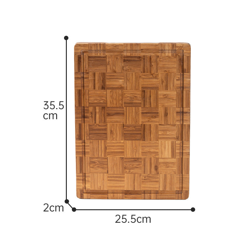 Bamboo Cutting Board — Thick Checkered End-Grain Chopping Board with Juice Groove, 4 Sizes