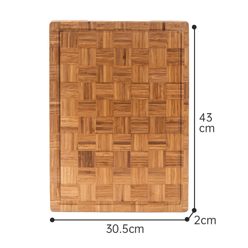 Bamboo Cutting Board — Thick Checkered End-Grain Chopping Board with Juice Groove, 4 Sizes